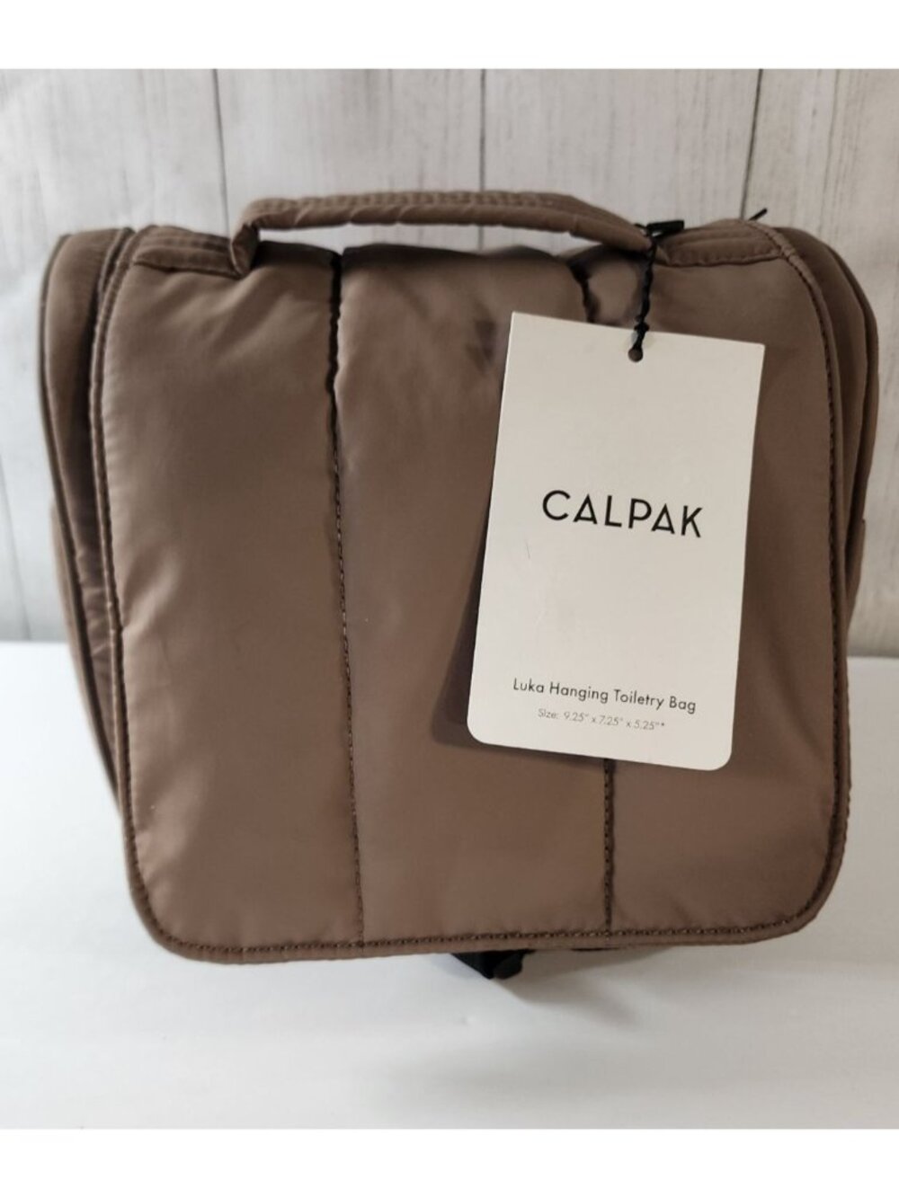 CALPAK LUKA HANGING TOILETRY TRAVEL COSMETIC BATHROOM BAG CHOCOLATE TAN BROWN